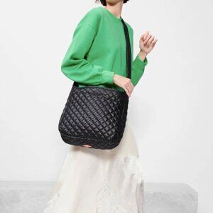 MZ Wallace Black Parker Deluxe crossbody bag.